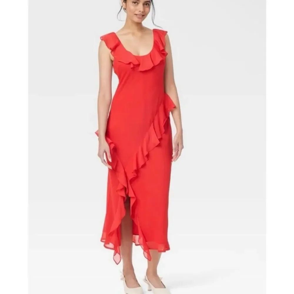 A New Day NWT red ruffled maxi dress size small